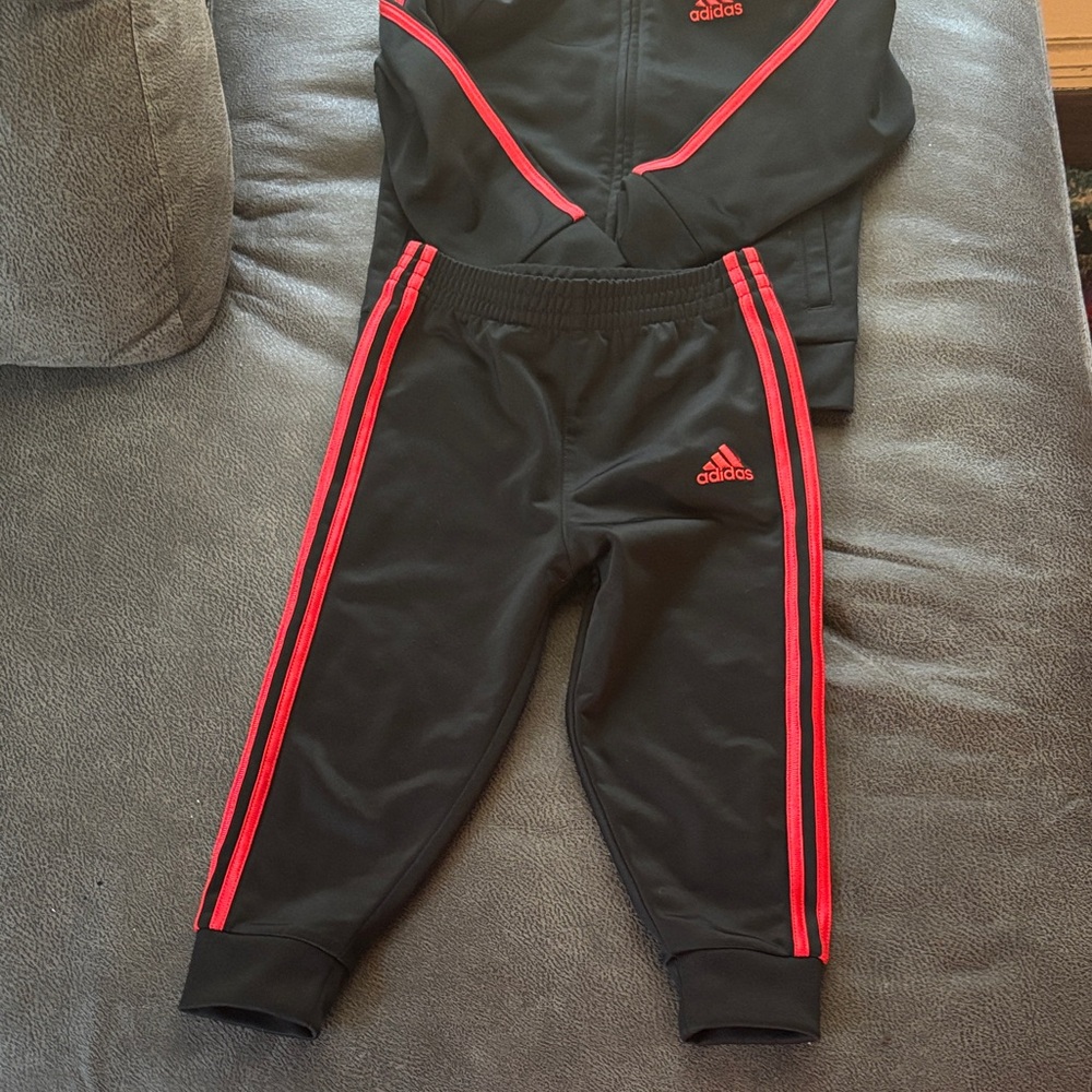 Adidas Black Tracksuit with Red Accents
